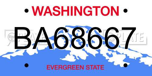 BA68667 Washington License Plate