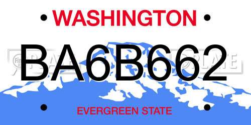 BA6B662 Washington License Plate