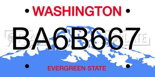 BA6B667 Washington License Plate