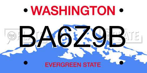 BA6Z9B Washington License Plate