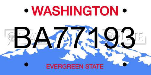 BA77193 Washington License Plate