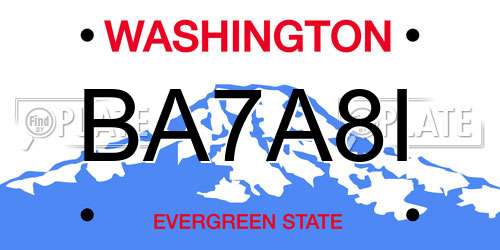 BA7A8I Washington License Plate