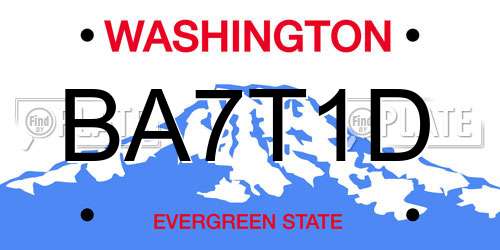 BA7T1D Washington License Plate