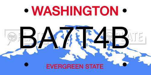 BA7T4B Washington License Plate