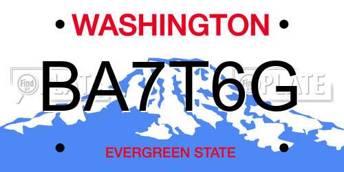 BA7T6G Washington License Plate