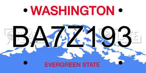 BA7Z193 Washington License Plate