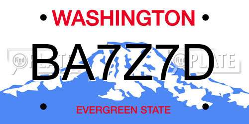 BA7Z7D Washington License Plate