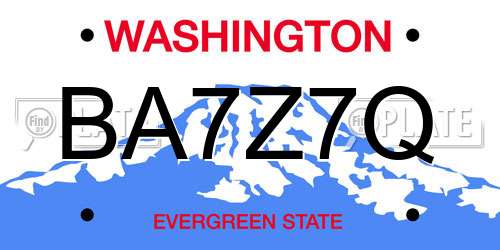 BA7Z7Q Washington License Plate