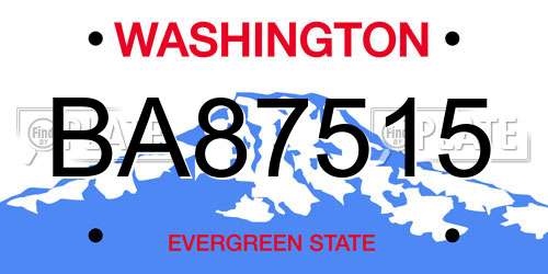 BA87515 Washington License Plate