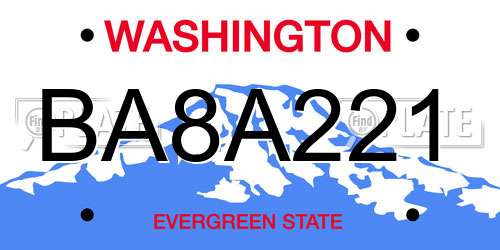 BA8A221 Washington License Plate