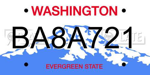 BA8A721 Washington License Plate