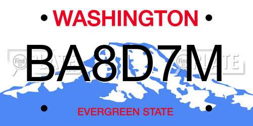 BA8D7M Washington License Plate
