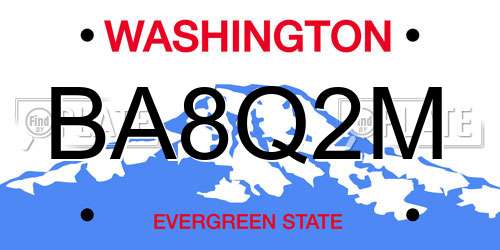 BA8Q2M Washington License Plate
