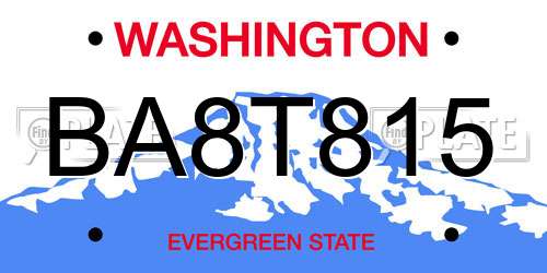 BA8T815 Washington License Plate