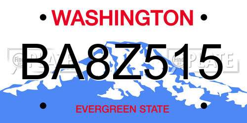 BA8Z515 Washington License Plate