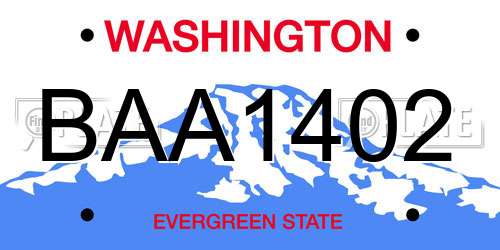 BAA1402 Washington License Plate