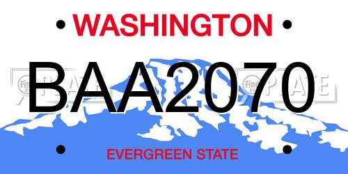 BAA2070 Washington License Plate