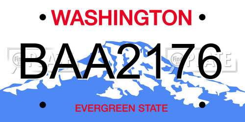 BAA2176 Washington License Plate