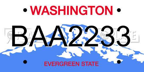 BAA2233 Washington License Plate