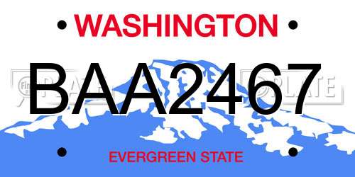 BAA2467 Washington License Plate