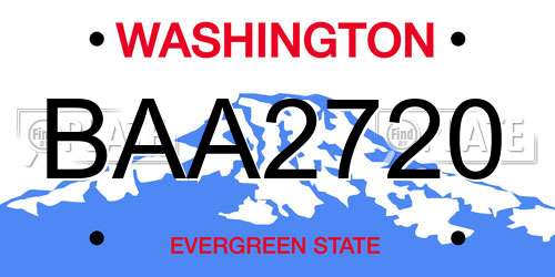 BAA2720 Washington License Plate