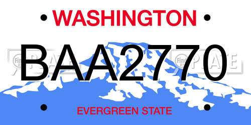 BAA2770 Washington License Plate
