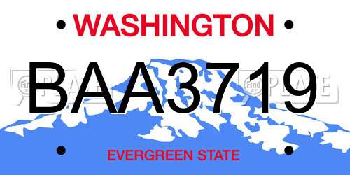 BAA3719 Washington License Plate