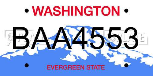 BAA4553 Washington License Plate