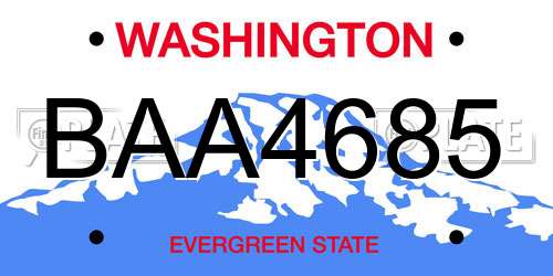 BAA4685 Washington License Plate