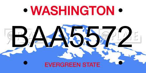 BAA5572 Washington License Plate