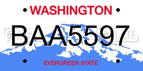 BAA5597 Washington License Plate