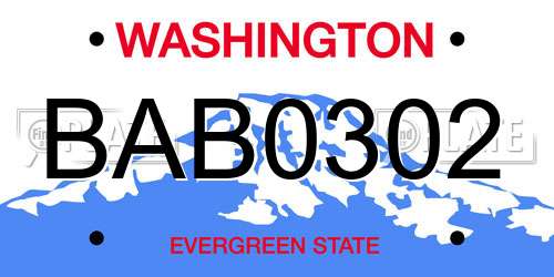 BAB0302 Washington License Plate