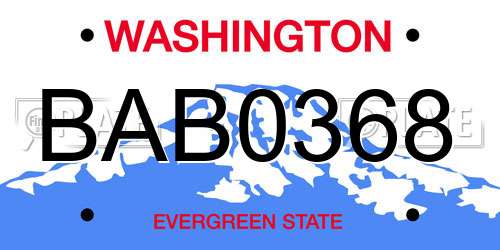 BAB0368 Washington License Plate