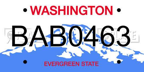 BAB0463 Washington License Plate