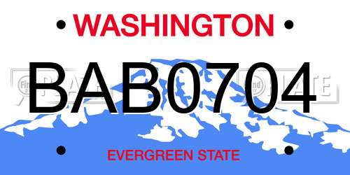 BAB0704 Washington License Plate