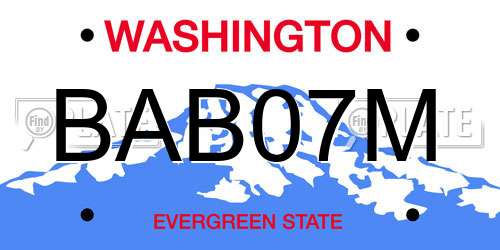 BAB07M Washington License Plate