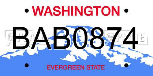 BAB0874 Washington License Plate