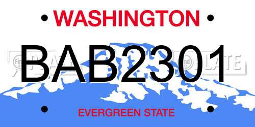 BAB2301 Washington License Plate