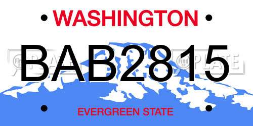 BAB2815 Washington License Plate