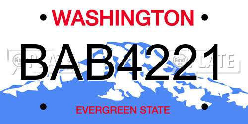 BAB4221 Washington License Plate