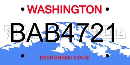 BAB4721 Washington License Plate