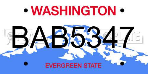 BAB5347 Washington License Plate