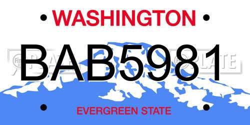 BAB5981 Washington License Plate