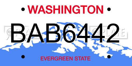 BAB6442 Washington License Plate