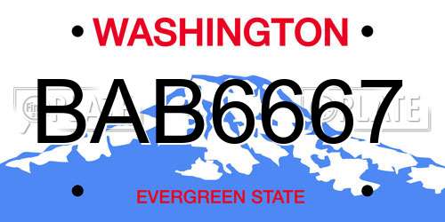 BAB6667 Washington License Plate
