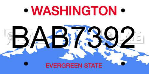 BAB7392 Washington License Plate