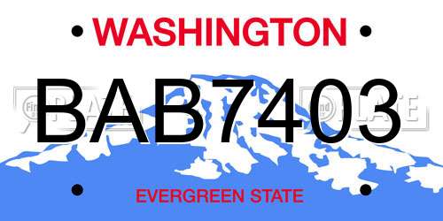 BAB7403 Washington License Plate