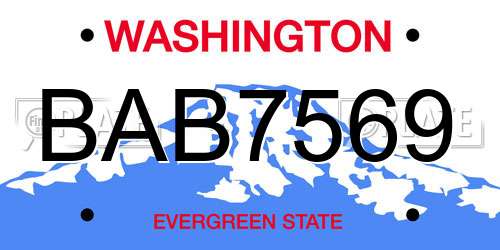 BAB7569 Washington License Plate