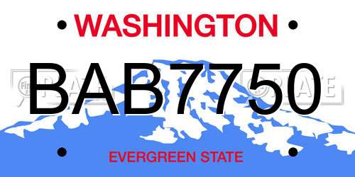 BAB7750 Washington License Plate