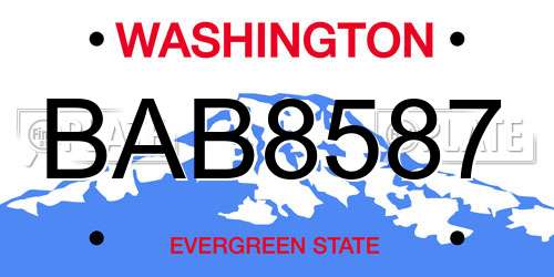 BAB8587 Washington License Plate